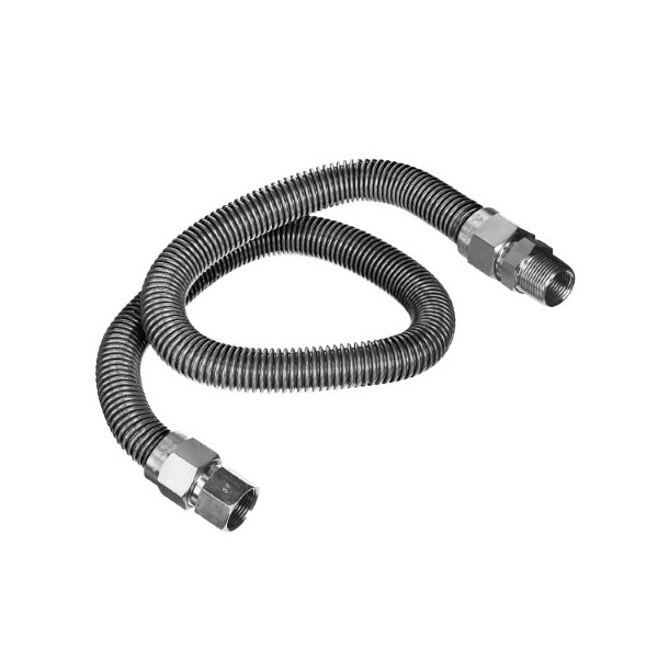 Flextron Gas Line Hose 1/2'' O.D.x30'' Length 1/2" FIPx3/8" MIP Fittings, Stainless Steel Flexible Connector FTGC-SS38-30F - main